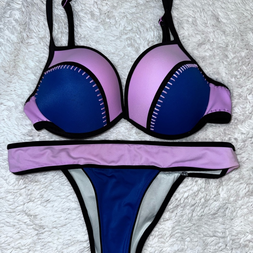 Victoria secret bikini top 34D color block bottom Small